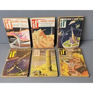 Worlds Of Science Fiction Magazines 1952, 1954-1956 Paperback Books Lot of 6 VTG